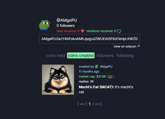 <a href="/BitGrateful/">Lawyered</a> 这个人发的一个唯一的一个币，
$MCAT 
2kDWC74zRyM9ttkVqmryAHr4hT9evLpNTf5DG6DVzx1Q
他的钱包地址是：AMgePU2ezY4bFokoAMhJpqyui2WUErkSFKd7aHpLKWZD
可以直接在PUPM里看到DVE就他，这个具有唯一性。他的关注列表A16Z以及奥巴马等各种名人。
后续推特回复等飞
x.com/BitGrateful