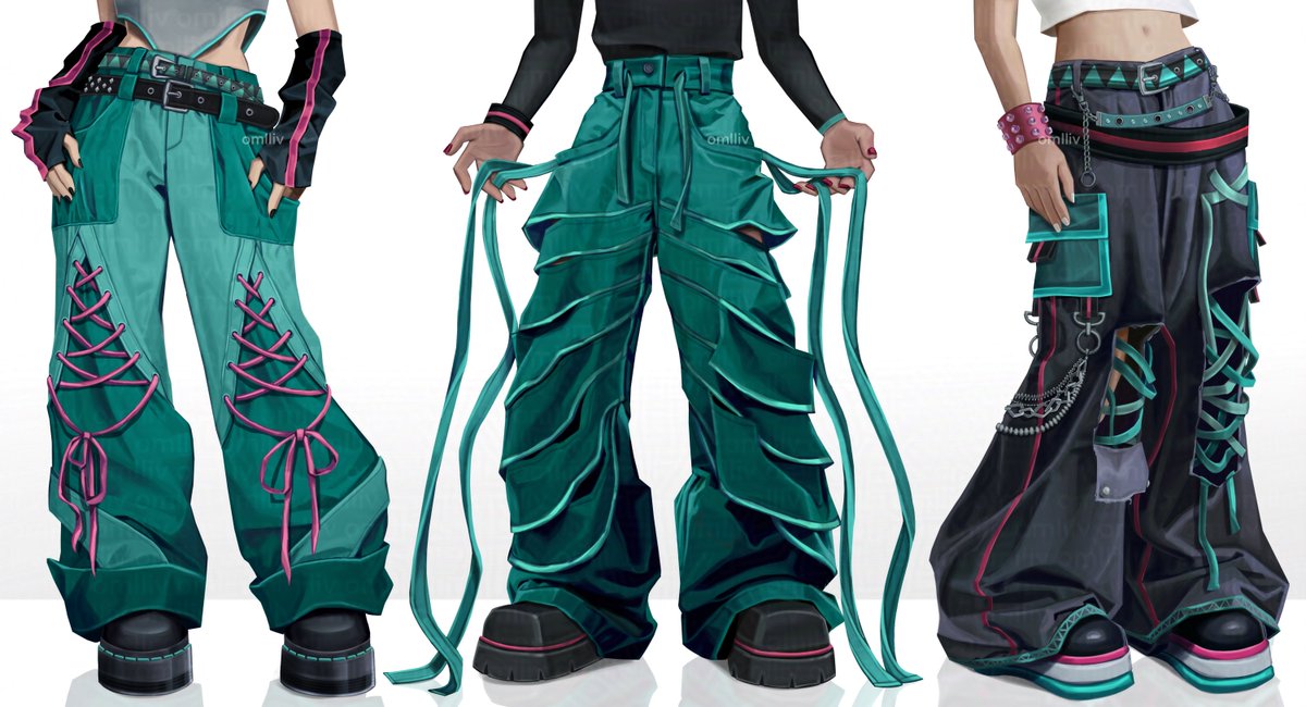 omlliv's tweet image. Combining my two loves: painting pants and Hatsune Miku 🩵