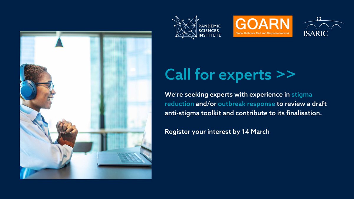 📢 Call for experts: Help shape a new anti-stigma toolkit

GOARN, together with our partners <a href="/ISARIC1/">ISARIC</a> and <a href="/PSIOxford/">Pandemic Sciences Institute</a> , are seeking experts with experience in stigma reduction and/or outbreak response to review a draft anti-stigma toolkit and contribute to its finalization.