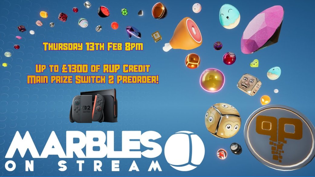 I'll be hosting another #Marblesonstream stream tomorrow at 8pm. This is for <a href="/raffledup/">RaffledUp</a> and will be joined by the bossman himself!

On offer will be up to £1300 Raffledup Credit and the main prize is a <a href="/NintendoUK/">Nintendo UK</a> #Switch2 !!! 

#twitch #giveaway