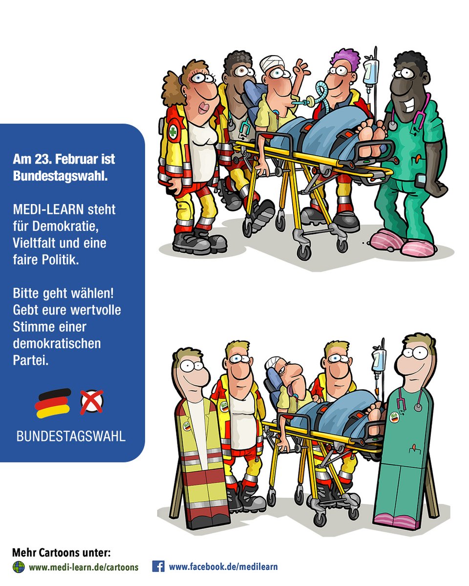 Unsere Gesellschaft ist vielfältig – unser Rettungsdienst auch. 🌈
Wähle am 23. Februar für eine offene Gesellschaft und ein starkes Miteinander! 🗳️🚑
 
We #love #retter #medilearncartoon #cartoons by #medilearn #gemeinsamstark #btw25 #btw