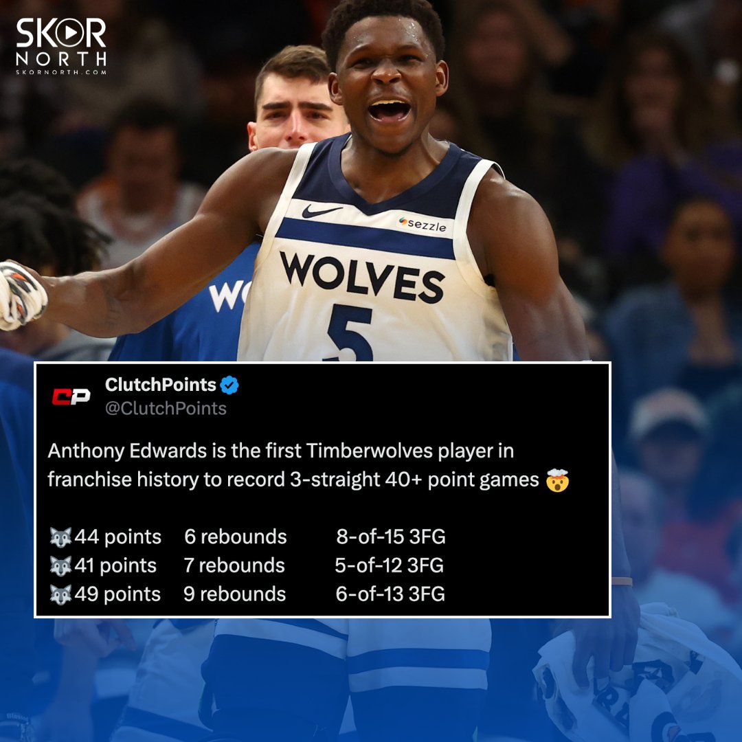SKORNorth's tweet image. #Timberwolves star Anthony Edwards has been on fire over the last 3 games. 🔥🐜