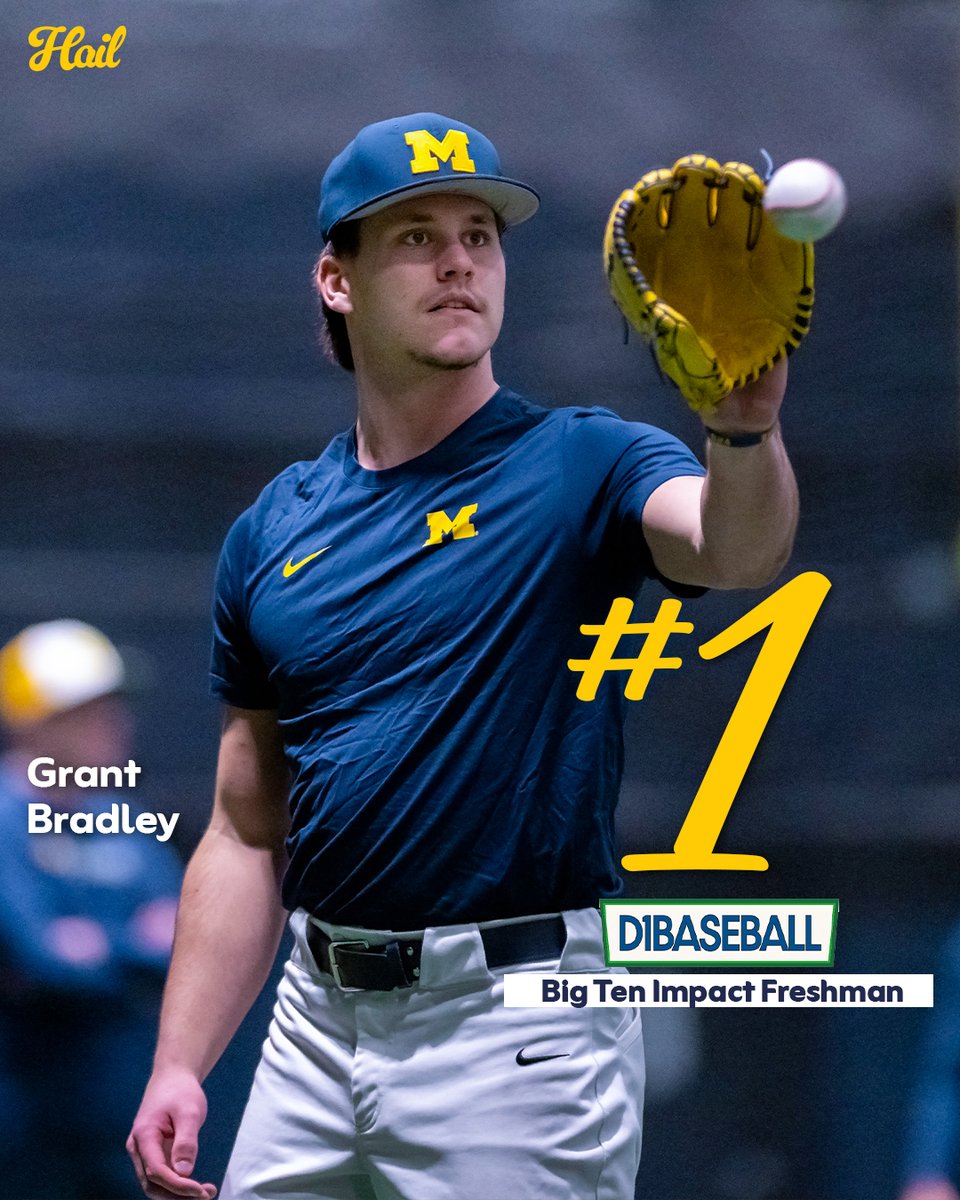 Michigan Baseball (@umichbaseball) on Twitter photo The Impact Freshman!
<a href="/grantbradley101/">grantbradley10</a> was named the #1 Impact Freshman for the conference by <a href="/d1baseball/">D1Baseball</a>!
#GoBlue The Impact Freshman!
<a href="/grantbradley101/">grantbradley10</a> was named the #1 Impact Freshman for the conference by <a href="/d1baseball/">D1Baseball</a>!
#GoBlue