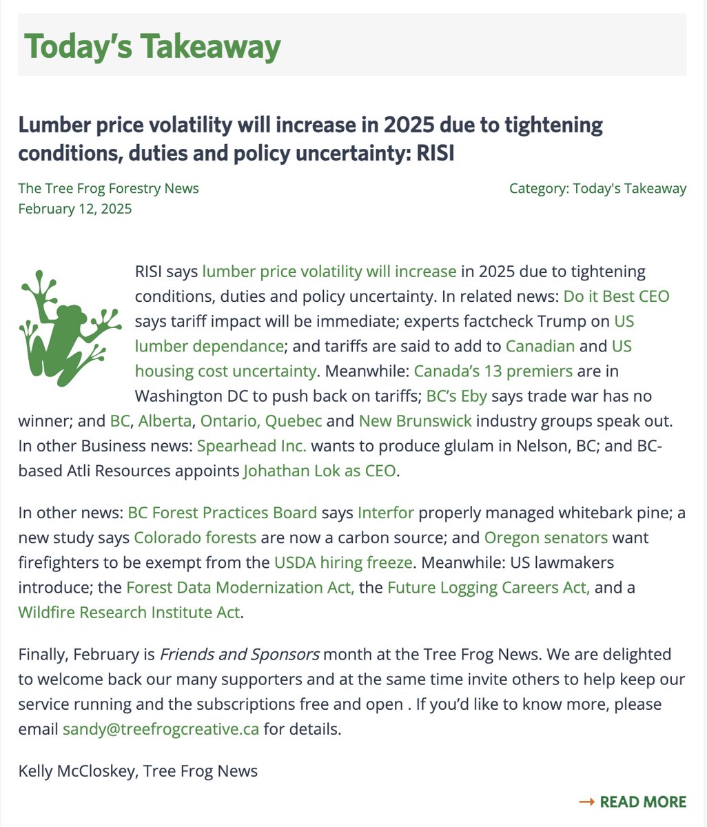TreeFrogNews's tweet image. The Tree Frog Forestry News for Feb 12 is published and ready to read. treefrogcreative.ca/news/