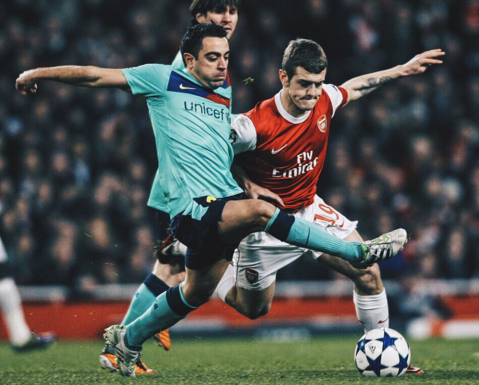 Footballtweet's tweet image. 📅 On this day, exactly 14 years ago, a teenage Jack Wilshere put in a MOTM display in Arsenal's 2-1 win over Barcelona. 

The 19-year old had Xavi, Busquets and Iniesta on toast as he glided over the Emirates pitch that night. 🥶