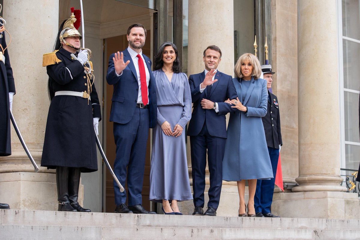 Usha and I are extremely grateful to President <a href="/EmmanuelMacron/">Emmanuel Macron</a> and his wife, Brigitte, for hosting us at the Palais de l'Élysée for lunch yesterday.

America has a beautiful history of friendship with France, and we look forward to strengthening the bond between our countries.