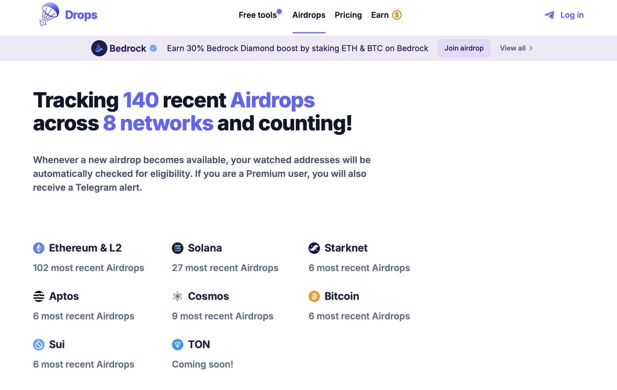 兄弟们，这三个小网站挺好用啊，赶紧收藏起来！

1、通过网站查询钱包地址未领取空投
drops.bot/airdrops
2、Sol上的空投检查器，查查你有没有错过的空投 
sonar.watch/airdrop-checker
3、DefiLlama出的空投聚合器
defillama.com/airdrops