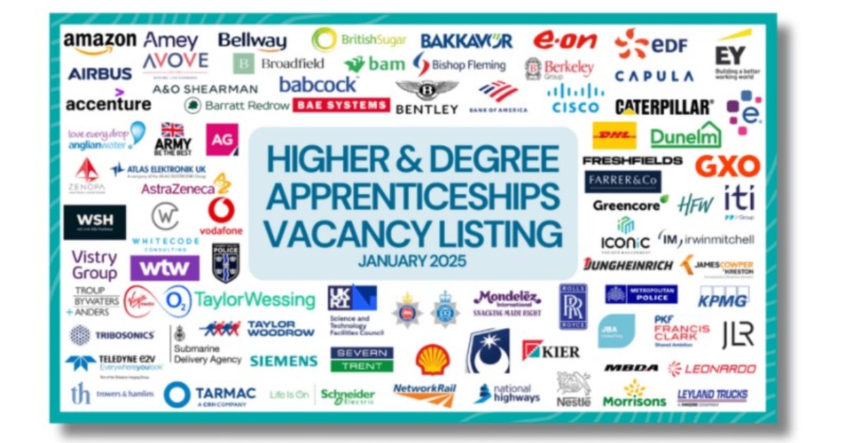 Apprenticeships's tweet image. Check out the latest edition of the Higher & Degree vacancy listing!
Download the listing and explore 2,400 Higher and Degree apprenticeship vacancies from over 70 employers: ow.ly/bk8c50UTVkr
#NAW2025 #SkillsForLife Amazing Apprenticeships