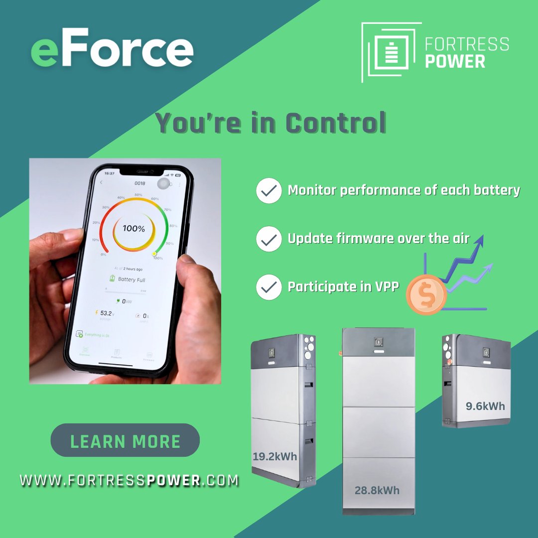 eForce: Your Energy, Your Control!🔋📱

With eForce comes an intelligent app—your ultimate tool for managing energy, anytime, anywhere!

👉 Experience smarter energy management today! To learn more, visit fortresspower.com

#FortressPower #eForce #SmartEnergyManagement #BMS