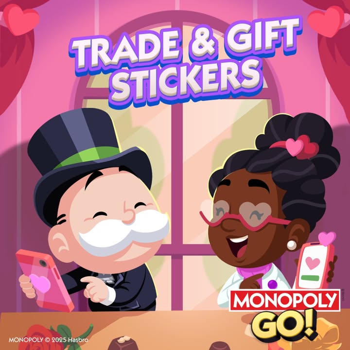 MonopolyGO's tweet photo. 😍 The Share The Love milestone has started!
😍 Got duplicate Stickers? Trade them with the community!
😍 Help others while completing your own Album!
😍 Work together to achieve the milestone challenge!
😍 Together, we all win! -> https://t.co/dpMpgBtZWI https://t.co/vpgqYEygig