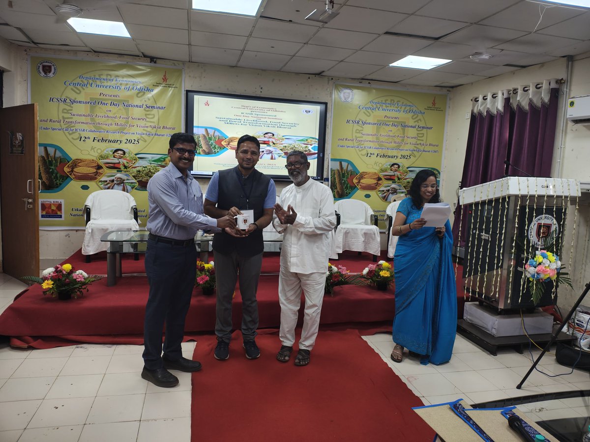 Happy to participate in the National Seminar on Sustainable Livelihood, Food Security, and Rural Transformation through Millets for Viksit Bharat, organized by the CUO, Koraput.

It was an honor to present my paper on "Utilisation of Finger Millet in Nutritional Security",