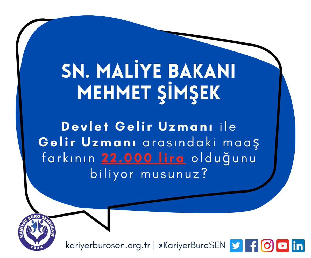 Tolga Akgül (@aktulgalibey) on Twitter photo Sn Cumhurbaşkanımız <a href="/RTErdogan/">Recep Tayyip Erdoğan</a>
Sn Cumhurbaşkanı Yardımcımız <a href="/_cevdetyilmaz/">Cevdet Yılmaz</a>
Sn Bakanım <a href="/memetsimsek/">Mehmet Simsek</a>
Gelir Uzmanları ile Devlet Gelir Uzmanları arasında 22 Bin TL maaş farkı olduğunu BİLİYOR MUSUNUZ?
<a href="/ilhan_hatipoglu/">Dr. İ. İlhan Hatipoglu</a>
#kariyeruzmanıayırma Sn Cumhurbaşkanımız <a href="/RTErdogan/">Recep Tayyip Erdoğan</a>
Sn Cumhurbaşkanı Yardımcımız <a href="/_cevdetyilmaz/">Cevdet Yılmaz</a>
Sn Bakanım <a href="/memetsimsek/">Mehmet Simsek</a>
Gelir Uzmanları ile Devlet Gelir Uzmanları arasında 22 Bin TL maaş farkı olduğunu BİLİYOR MUSUNUZ?
<a href="/ilhan_hatipoglu/">Dr. İ. İlhan Hatipoglu</a>
#kariyeruzmanıayırma