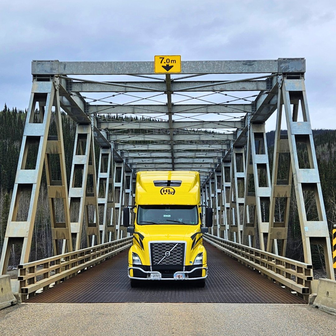 Halvor_Lines's tweet photo. A glimpse into the journey: Halvor driver Stacey P. caught this photo of his truck on the Stikine River Bridge in British Columbia. No traffic to be seen—just a quiet journey to a remote delivery. What’s the longest stretch of road you've driven without seeing another vehicle? https://t.co/m7ufwneTti