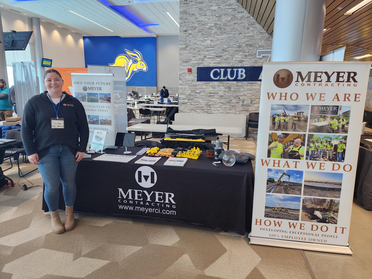 MeyerContracti1's tweet photo. Hey, SDSU students! Weโre here at the Career Fair todayโcome talk to us about your future with Meyer Contracting and learn more about being an Employee Owned company!
#TeamMeyer #ESOP #Opportunties #CareerFair #SDSU https://t.co/DUYcv3nupi