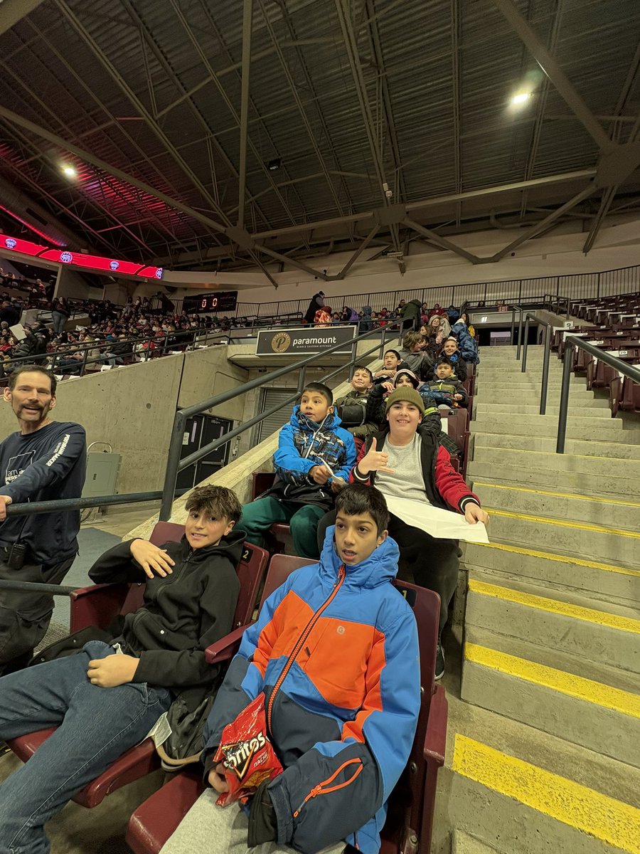 James W Hill One Hundred School days fun: our grades 3-5 went to Raptors 905 game today! They even made it on the jumbo screen!! So much fun!!