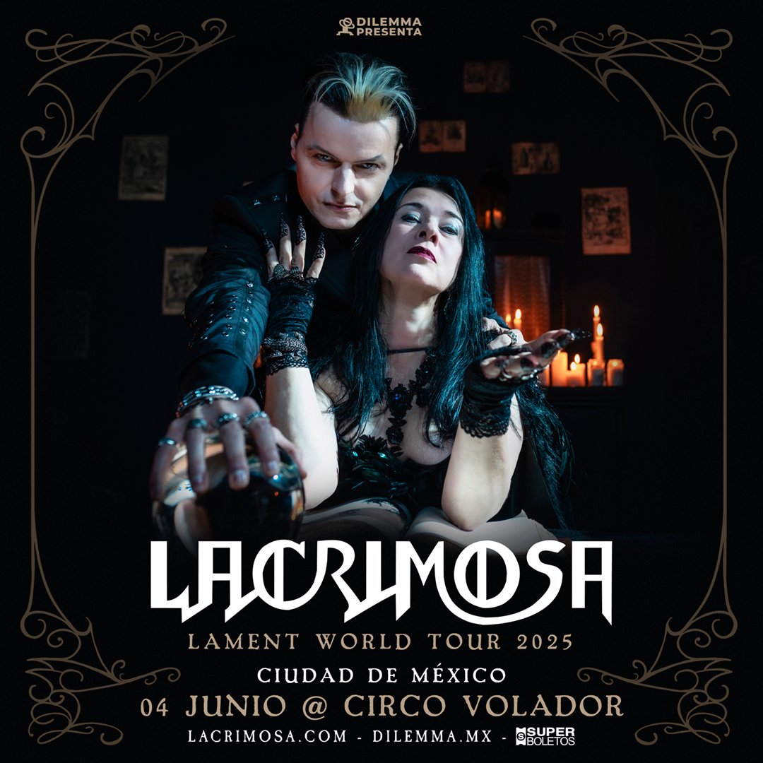 "Lament" is coming on tour!
With this we can already announce a first concert! Pre-sale starts on February 14th at 5pm CET/10am MCT) at:
superboletos.com/landing-evento…

@lacrimosaBan