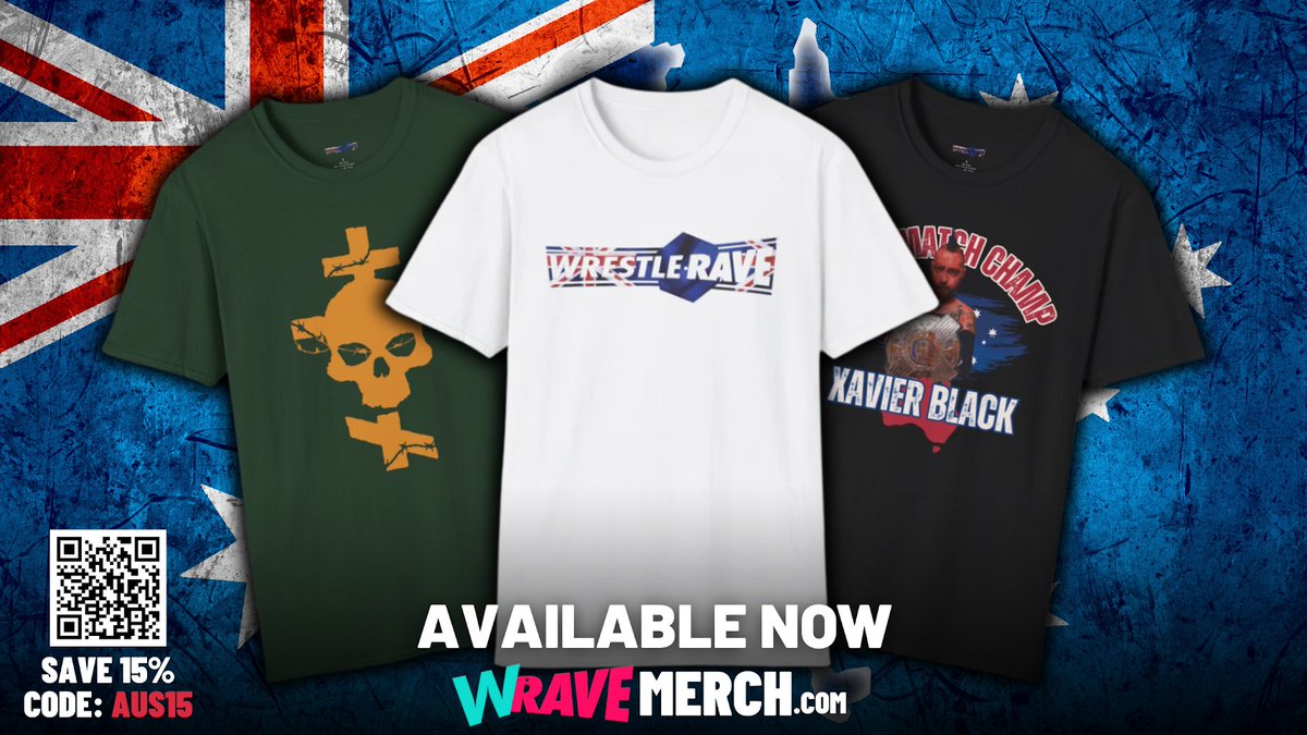 🇦🇺 WRESTLERAVE AUSTRALIA MERCH DROP 🇦🇺

🏆Xavier Black Deathmatch Champion Tee
🔥 WrestleRave Australia Logo Tee
🐻 Dimitri Alexandrov Australia Tee
😃LIMITED STOCK – GET YOURS NOW! 📷
💰SAVE 15% w/ code AUS15 📷
