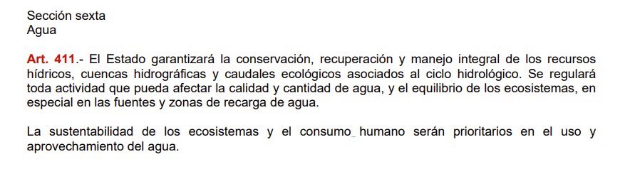 Tenemos la Constitución más verde del planeta, y SIEMPRE se han protegido las fuentes de agua.
Contrariamente a lo que algunos dicen,  se trata simplemente de cumplir la Cosntitución😉