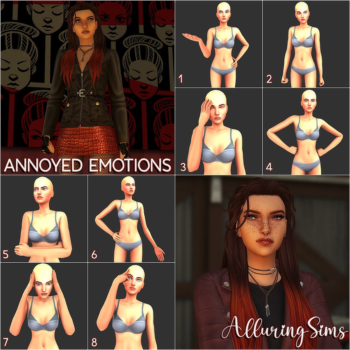 new pose pack, finally! some emotions for your annoyed bebe's :D

thank you to <a href="/fleusebius/">fleus</a> for testing for me, sreya KILLED these pose previews!! 😍❤️

download &amp; info:
patreon.com/posts/annoyed-…