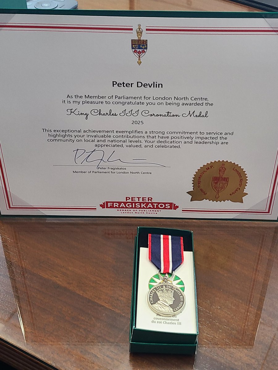 A M DeCicco-Best (@deciccobest) on Twitter photo So appreciative to MP <a href="/pfragiskatos/">Peter Fragiskatos</a> for the King Charles Coronation Medal for years of service to our community. Humbled and thankful. Received also with <a href="/FanshaweCollege/">fanshawecollege</a> <a href="/PresFanshaweC/">Peter Devlin</a> for his years of service to Canada and Fanshawe. So appreciative to MP <a href="/pfragiskatos/">Peter Fragiskatos</a> for the King Charles Coronation Medal for years of service to our community. Humbled and thankful. Received also with <a href="/FanshaweCollege/">fanshawecollege</a> <a href="/PresFanshaweC/">Peter Devlin</a> for his years of service to Canada and Fanshawe.