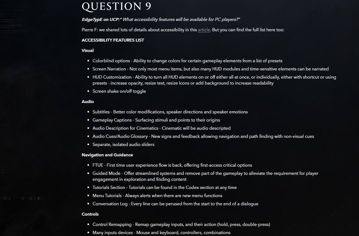 EdgeTypE's tweet image. Ubisoft bizden AC: Shadows hakkında soru-cevap hazırlamak için teknik sorular istemişti. Erişilebilirlik özelliklerini sormuştum, yayınlamışlar. #UbisoftPartner