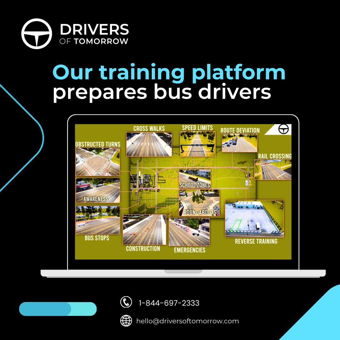 DriversTomorrow's tweet image. From foundational skills to advanced techniques, our modules have you covered. ⚙️📘 Explore our offerings today! driversoftomorrow.com #BusDriverTraining #CoreToAdvanced #ElectricBusTraining