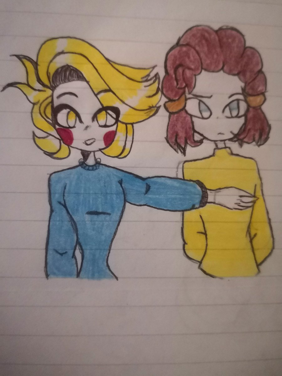 La última vez que dibuje fue cuando tenia 4 años  jajaja
aquí ise este dibujo hoy el rubio es luzbel oh samael y el otro es Miguel Ho michael 💛🤎