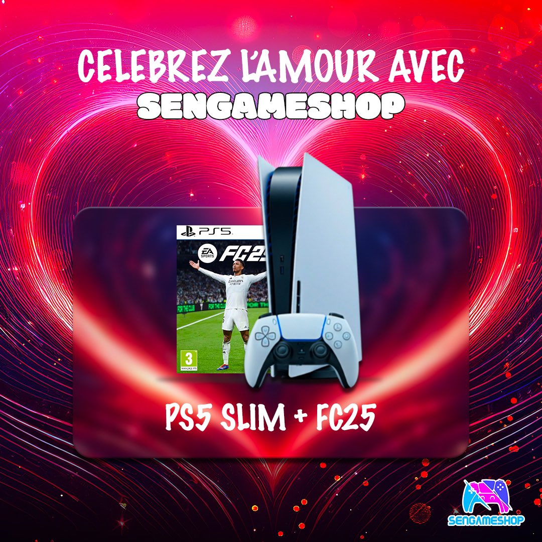 sengameshop's tweet photo. Célébrez l’amour avec Sen Game Shop !

- Xbox Series X scellée dans sa boîte à 330.000 FCFA
- PS4 Slim + FIFA 25 à 110.000 FCFA
- Manette PS5 DualSense à 45.000 FCFA
Commandez vite au 77 810 78 83. https://t.co/xozTW2Hfdm