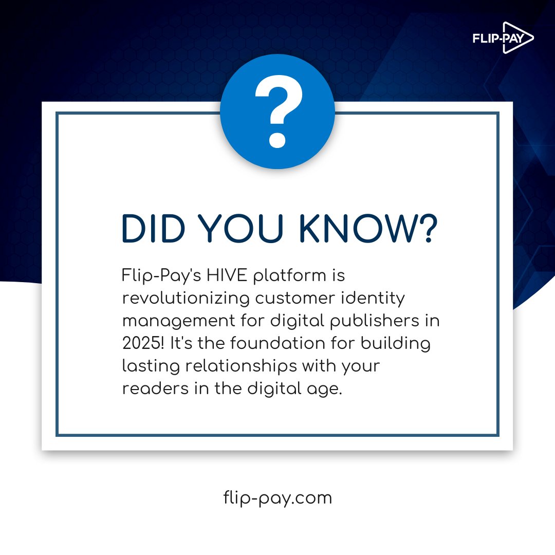 Did you know that Flip-Pay's HIVE platform is revolutionizing audience identity management for publishers? 
HIVE offers:
o Unified identity solution across all channels
o Seamless integration with existing IDMS
o Enhanced security for user data protection
o Scalable architecture