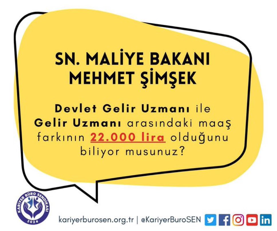 Kariyer Meslekler arasındaki GELİR DAĞILIMI ADALETSİZLİĞİ kabul edilebilir bir durum değildir. Kariyer Meslekler arasındaki maaş farkındaki dağılım ‘’gini’’ katsayısı hesabında 1 ‘e yaklaşarak 22.000 tl gibi bir rakama ulaşmıştır.  Adil bir çözüm  farkın ‘0’ sıfır olması ile
