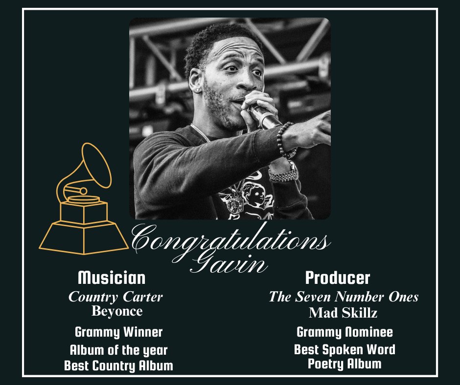 NextStepAssoc's tweet photo. Grammy Awards Congratulations 2025

Next Step Associates, LLC congratulates Gavin “Maestro”  as Grammy Award winning producer and musician on Beyonce’s, Cowboy Carter album and producer for Grammy nominee, The Seven Number Ones for Best Spoken Word Poetry album by Mad Skillz. https://t.co/yZV3jCCjjv