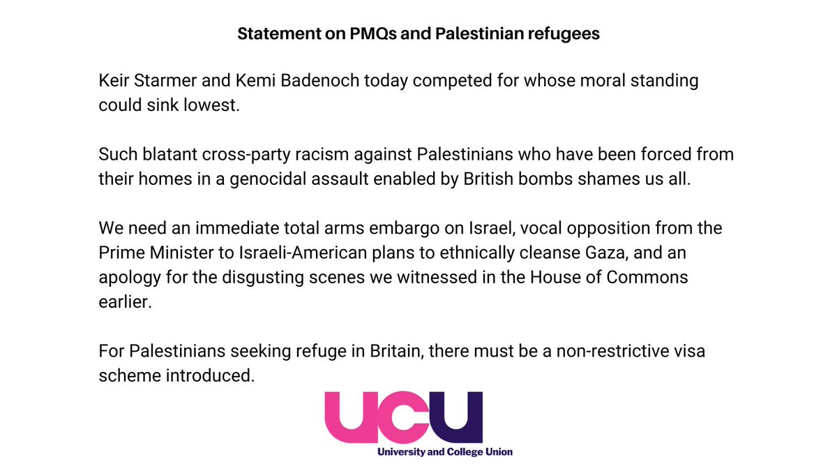 Our statement on the disgraceful scenes we saw from the despatch box today👇

We reiterate our call for the UK Government to urgently create a visa scheme for Palestinians.