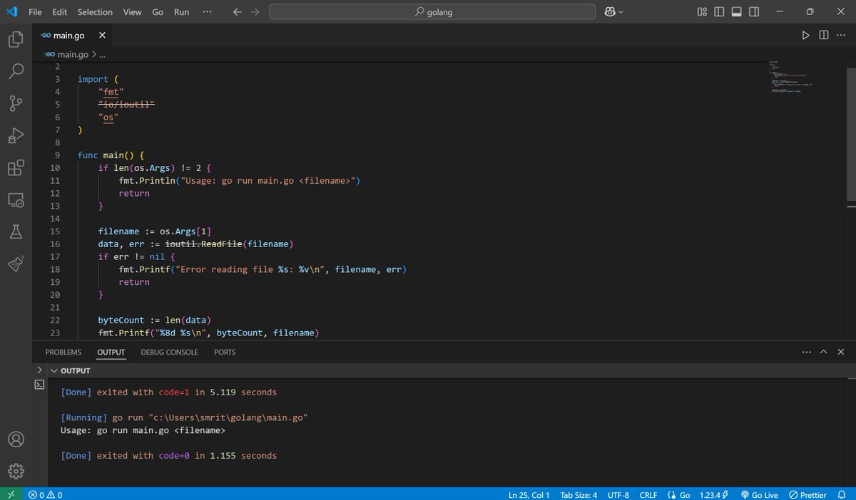SmritiS0306's tweet image. Just completed Story 3: Developed a Go-based CLI tool that replicates Unix's wc -c command, accurately counting the number of bytes in a file. This project enhanced my understanding of file handling and command-line parsing in Go. #GoLang #CLI #UnixTools #One2NBootcamp