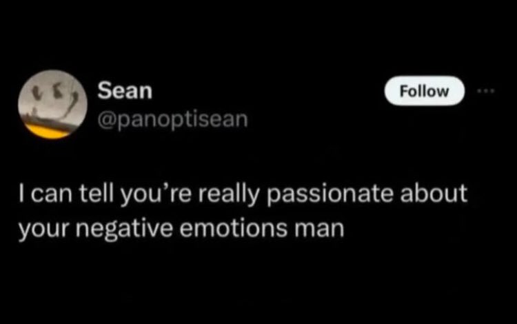 “I can tell you’re really passionate about your negative emotions”