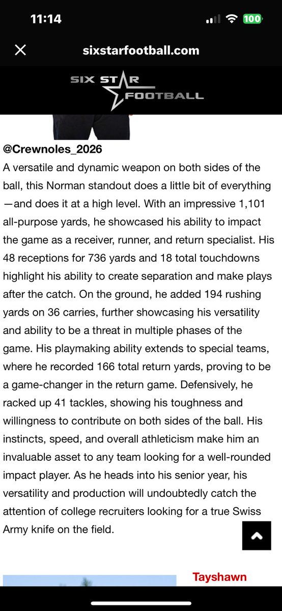 Thank you <a href="/6starfootballOK/">Six Star Football | OKLAHOMA</a> for the wright up. 
Senior season loading…