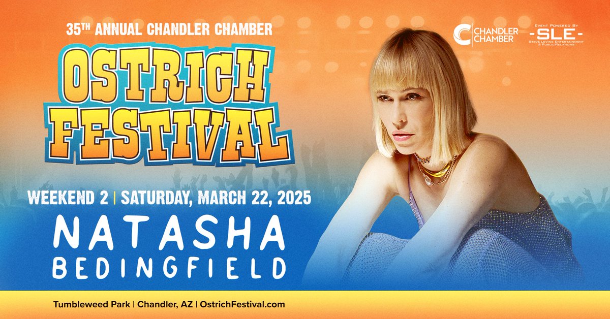 We’ve got something special in our pocket… and it’s sunshine!☀️

Natasha Bedingfield is bringing her iconic hits like "Unwritten" and "Pocket Full of Sunshine" to the Ostrich Festival on Saturday, March 22!

Early bird tickets are available now at OstrichFestival.com!