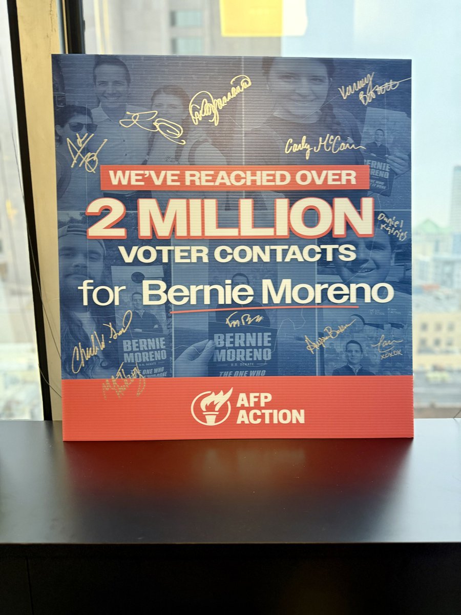 New sign in the office still has us beaming. 💪🏆🇺🇸 @BernieMoreno <a href="/AFPAction/">Americans for Prosperity Action</a>