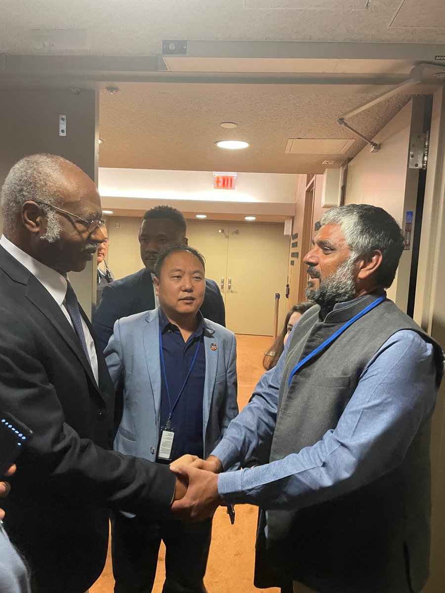 Vaagdhara's tweet photo. Jayesh Joshi, Secretary Vaagdhara, met His Excellency Philemone Yang, President of the 79th UN General Assembly in the Civil Society Townhall and briefed him about the efforts being done with Indigenous Communities in India. 
#UNGA79 #UNwithCivilSociety #CSocD63 #UNECOSOC @UN https://t.co/sS1w0iVrFC