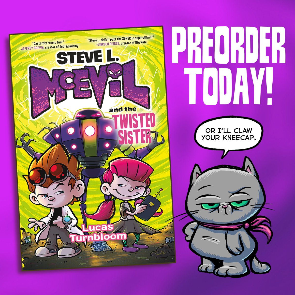 After five years, the McEvil trilogy comes to a close with, “STEVE L. McEVIL and the TWISTED SISTER,” in stores on March 11th!  (Yes, the title is an homage to Twisted Sister). 🤘

amazon.com/Steve-L-McEvil…
