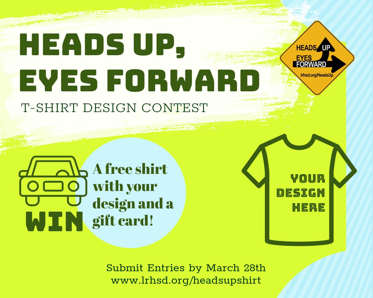 Enter this year’s Heads Up, Eyes Forward Safe Driving T-Shirt Design Contest! Entries due by March 28th. Best of luck to everyone, and we can’t wait to see your awesome designs!👕🚗  <a href="/LenapePride/">Lenape</a> <a href="/ShawneeHSNJ/">Shawnee High School</a> <a href="/SenecaFamily/">Seneca High School</a> <a href="/Cherokee_HS/">Always_a_Chief</a>