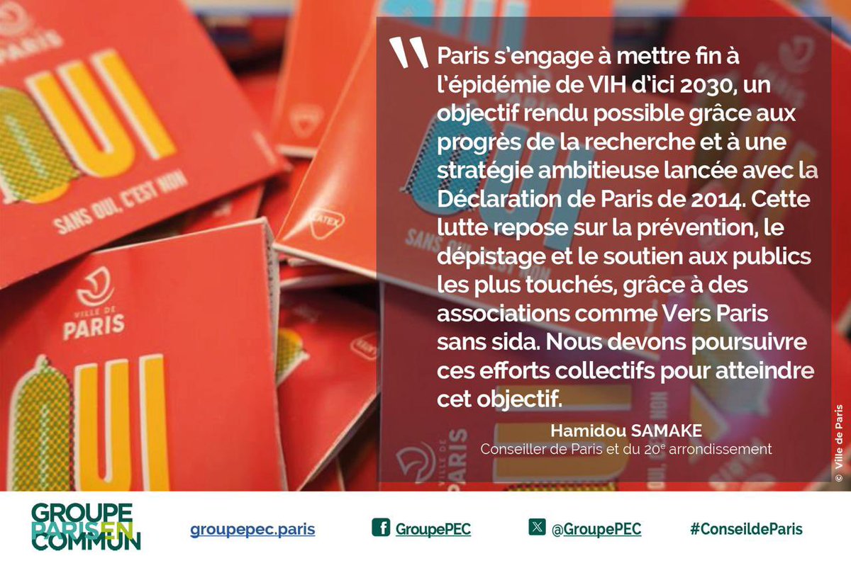 SocialisteParis's tweet photo. Au #ConseildeParis, @hamidou_samak réaffirme l’engagement de Paris à éradiquer le VIH d’ici 2030.
Prévention, dépistage et soutien des publics cibles #VPSS https://t.co/i9vfx6ShhC