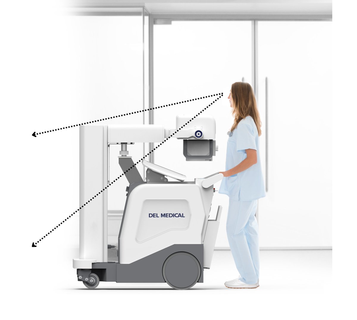 UMGDEL's tweet image. The Del Medical MDR is designed for mobile, effortless navigation in even the most demanding environments. Its compact tube head and collapsible column provide an unobstructed line of sight, allowing technologists to move safely and efficiently through crowded spaces. #MobileXray