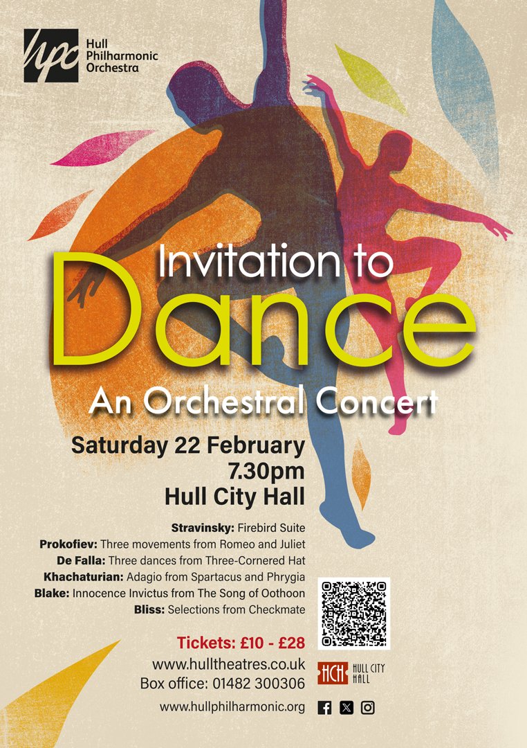Hull Philharmonic (@hullphilo) on Twitter photo Can you help us by sharing this post? 💃🎻
An exciting evening of music written for ballet with the HPO: put a spring in your step & bring along a friend to this spectacular programme!
𝑰𝒏𝒗𝒊𝒕𝒂𝒕𝒊𝒐𝒏 𝒕𝒐 𝒅𝒂𝒏𝒄𝒆
Sat 22 Feb, 7.30pm <a href="/CityHallHull/">Hull City Hall</a>
hulltheatres.co.uk/theatre-events… Can you help us by sharing this post? 💃🎻
An exciting evening of music written for ballet with the HPO: put a spring in your step & bring along a friend to this spectacular programme!
𝑰𝒏𝒗𝒊𝒕𝒂𝒕𝒊𝒐𝒏 𝒕𝒐 𝒅𝒂𝒏𝒄𝒆
Sat 22 Feb, 7.30pm <a href="/CityHallHull/">Hull City Hall</a>
hulltheatres.co.uk/theatre-events…