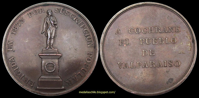 El 12 de octubre de 1873 se inaugura el monumento al Almirante Thomas #Cochrane en #Valpraíso: medallaschile.blogspot.com/2015/06/monume… #armada #MuellePrat