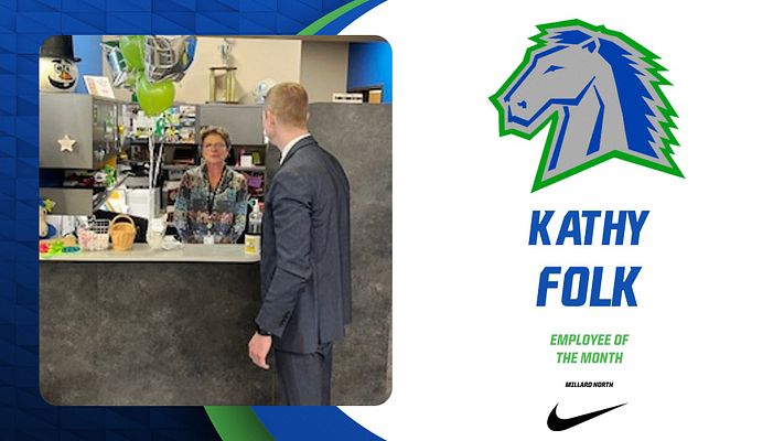 Congratulations Kathy Folk on being nominated for Employee of the Month! Well deserved &amp; MN staff &amp; students are extremely luck to have you! <a href="/MillardNorthHS/">Millard North HS</a> <a href="/AaronBearinger/">Aaron Bearinger</a> <a href="/APStarksMNHS/">Mr. Starks</a> <a href="/natewragge/">Nate Wragge</a> <a href="/tfolkfam/">Kathy</a>