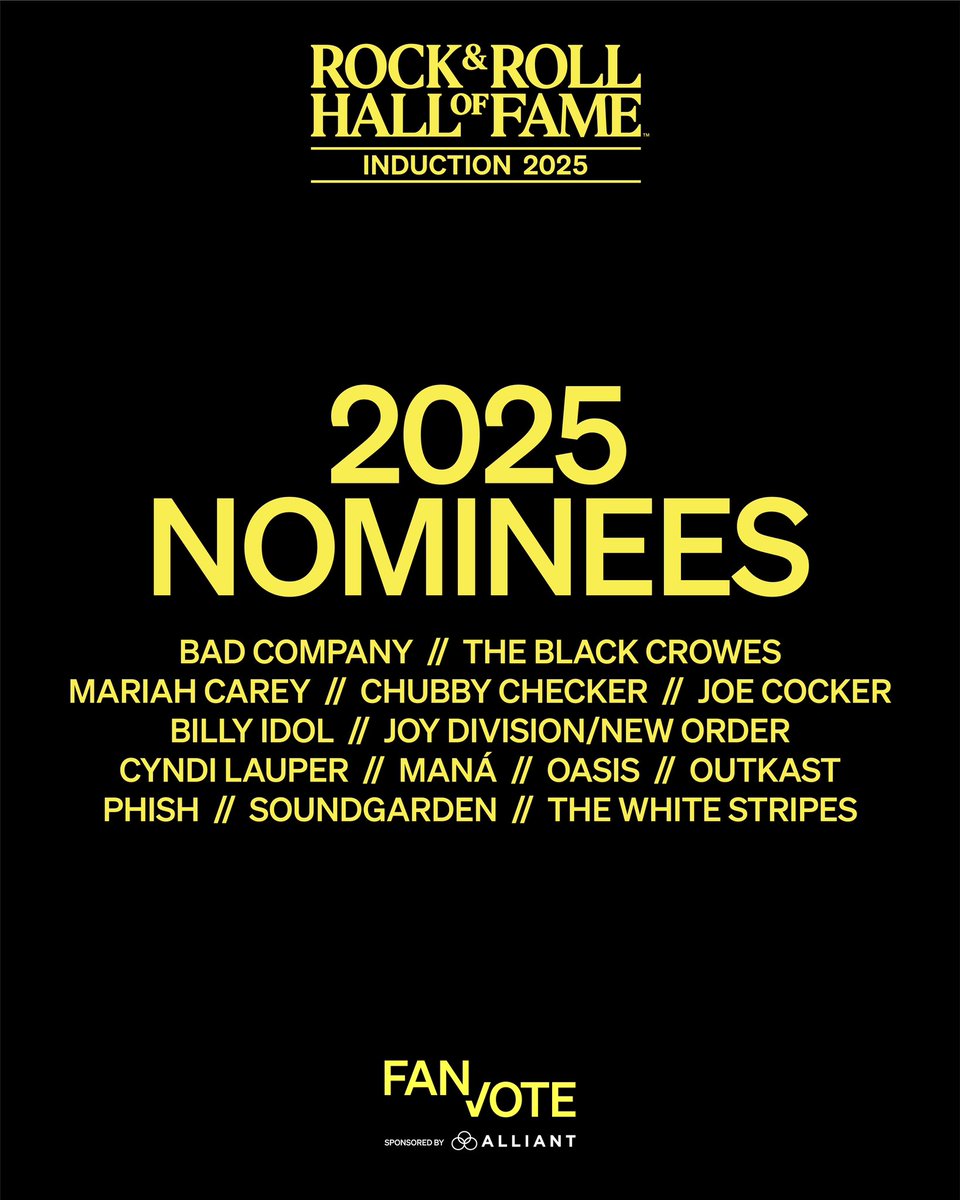 It is a honor and a privilege to be nominated for the rockhall Rock &amp; Roll Hall of Fame Class of 2025! 👊🏻 The Fan Vote is now open and you can visit vote.rockhall.com daily to cast your vote from now until April 21st! #ItsANiceDayToVoteAgain
