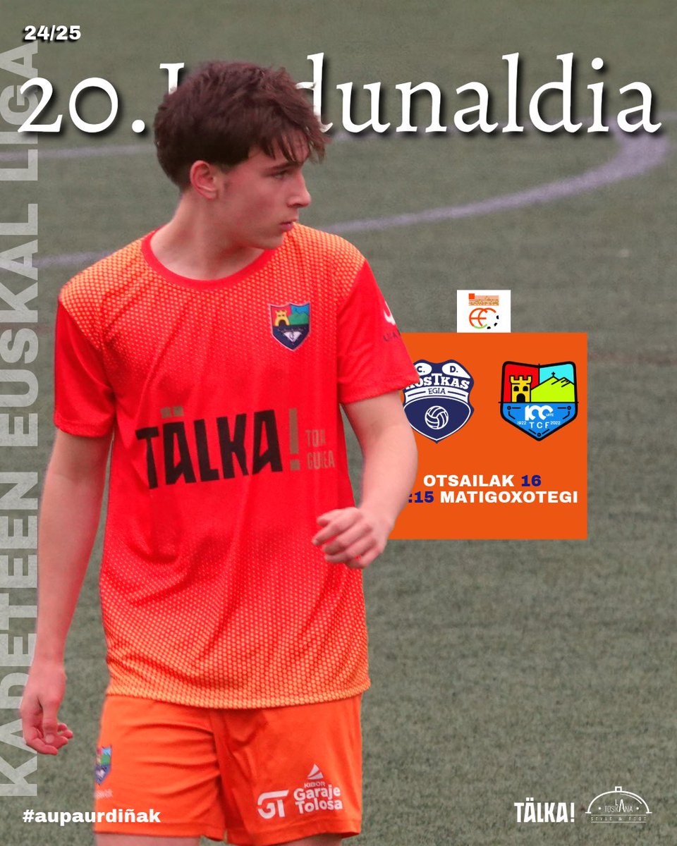 tolosacf_'s tweet image. 𝐉𝟐𝟎 | 𝐊𝐀𝐃𝐄𝐓𝐄𝐄𝐍 𝐄𝐔𝐒𝐊𝐀𝐋 𝐋𝐈𝐆𝐀

𝐃𝐞𝐬𝐤𝐚𝐧𝐭𝐬𝐮𝐚 𝐨𝐧𝐝𝐨𝐫𝐞𝐧 𝐠𝐚𝐫𝐚𝐢𝐩𝐞𝐧𝐚𝐫𝐞𝐧 𝐛𝐢𝐥𝐚 𝐝𝐨𝐚𝐳! 👊🏻

🆚 @kostkas_ke 
📅 Otsailak 16, igandea
🏟️ Matigoxotegi
⏱️ 11:15

#aupaurdiñak #harrobia