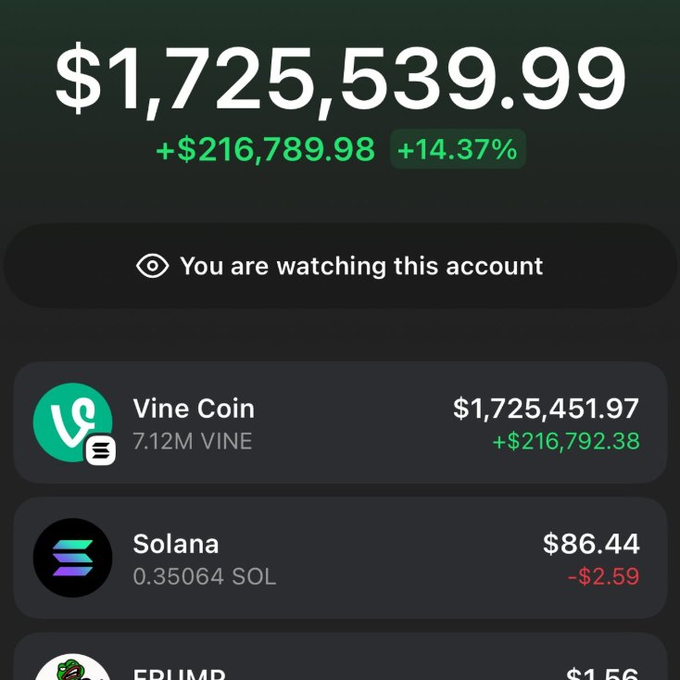 REDNEWSUS's tweet photo. $1.2 MILLION in 60 minutes… Who’s up with me?! 🚀

I’m giving $1,000 in $VINE to celebrate:
✅ Like &amp; RT this tweet
💰 Drop your $SOL wallet for a bonus entry!
Don’t miss out – Join the fam NOW:
📢 https://t.co/lcwhPW88vH https://t.co/4sWph8odRO