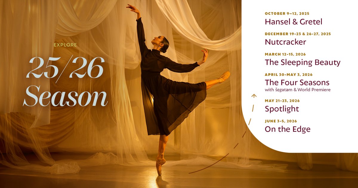 Embrace your curiosity with the RWB's 2025-26 Season! Explore the boundaries of ballet through a new chapter filled with lavish costumes, theatrical renditions of classics, vibrant set designs, and explosions of colour. Discover our season at rwb.org/2025-2026-seas…