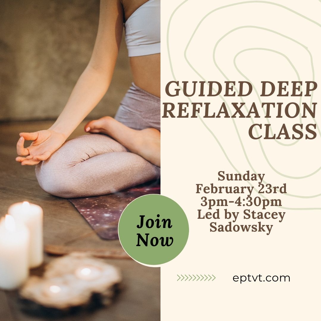 Deep Relaxation reduces stress and anxiety, lowers blood pressure, slows breathing and infuses the sensation of calmness. Guided meditation allows your mind to take a little break and decompress from life's stressors. 
During this 90 minute class, participants lay on their mat...